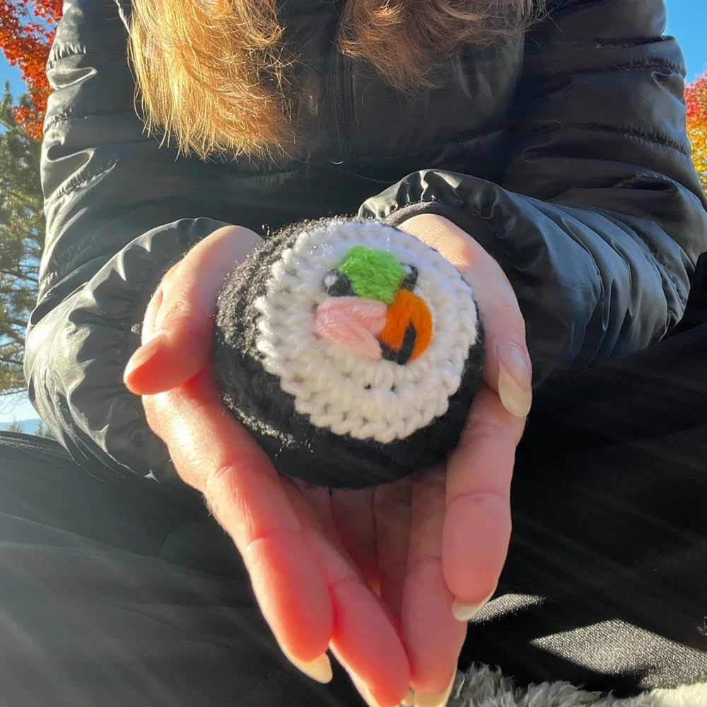 Hand Crocheted Set of 4 Happy Little Sushi Rolls Plushies! - Picture 13 of 15